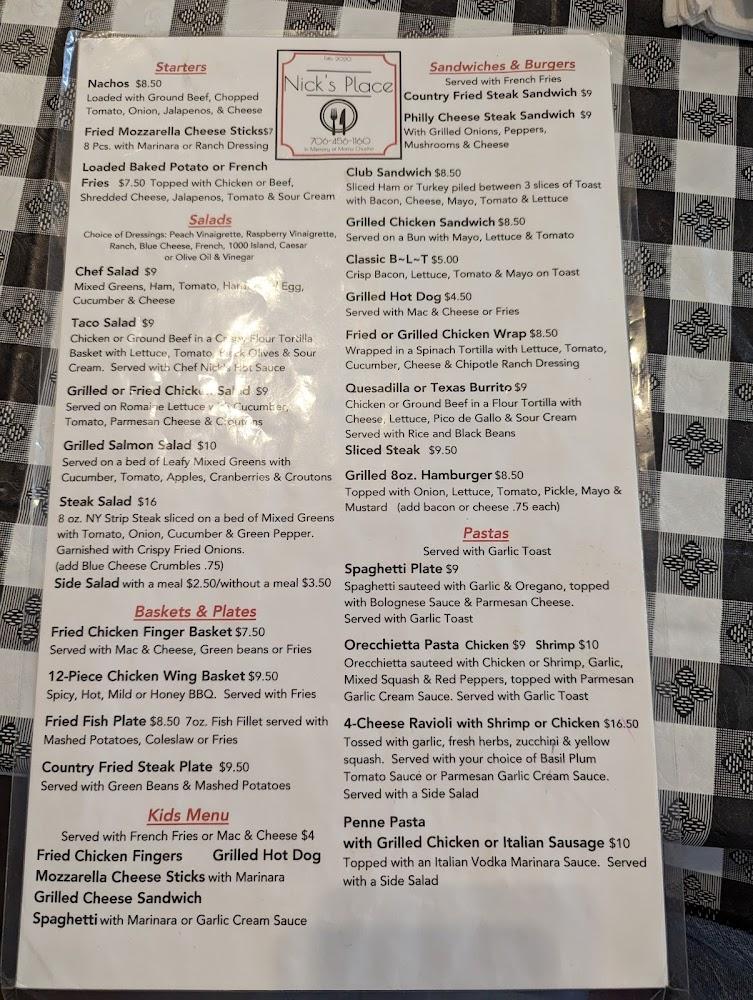 Nick's Place Menu image 2