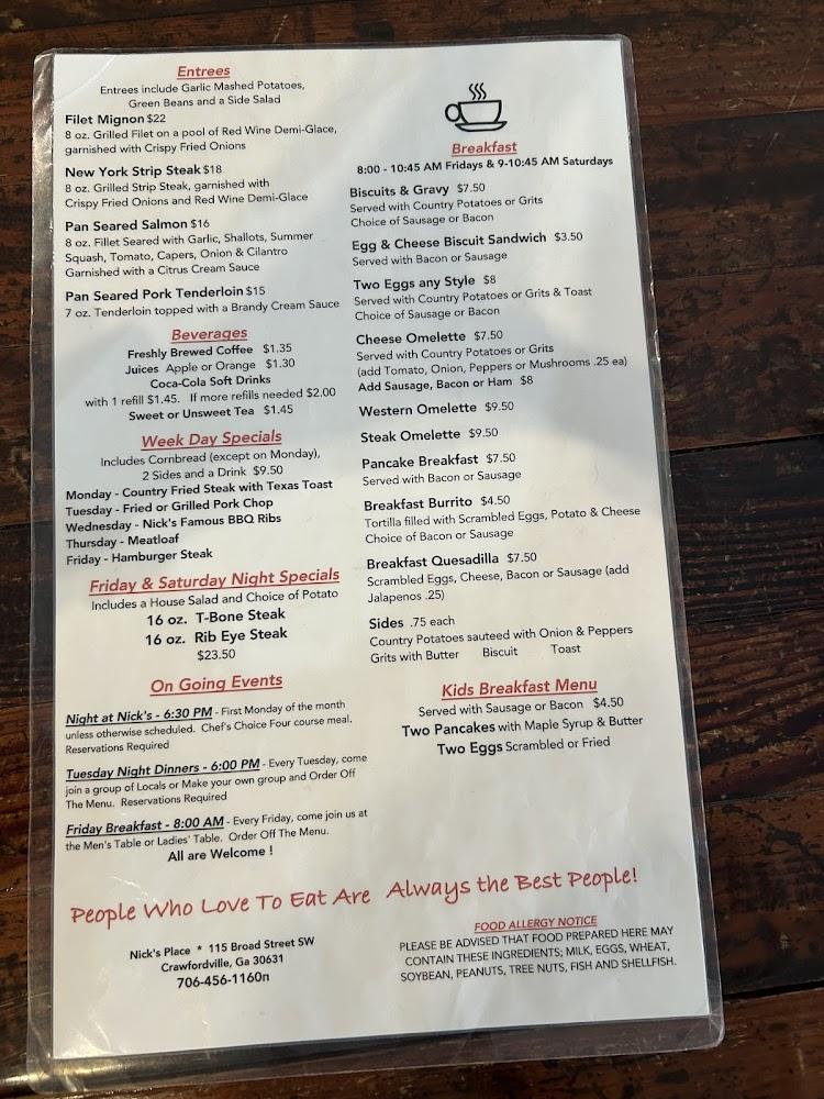 Nick's Place Menu image 3